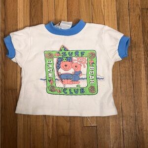 Vintage Toy Box 24M Surf Club Bear Shirt - White and Blue